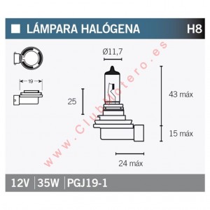 LAMPARA HALOGENA H8