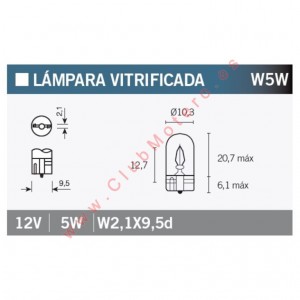 Caja de 10 lámparas 12V5W W5W