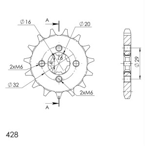 Piñón Supersprox Yamaha 428 x 14