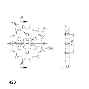 Piñón Supersprox Yamaha 428 x 14