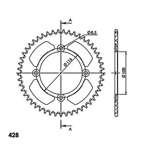 Corona Supersprox Aluminio Kawasaki 428 x 49