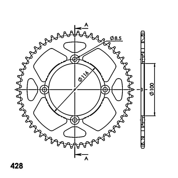 Corona Supersprox Aluminio Kawasaki 428 x 54