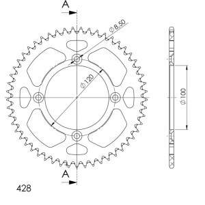 Corona Supersprox Aluminio Yamaha 428 x 52
