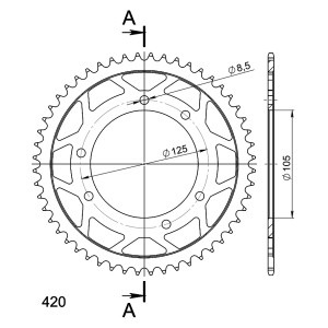 Corona Supersprox acero Derbi - Yamaha 420 x 52