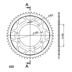 Corona Supersprox acero Derbi - Yamaha 420 x 53