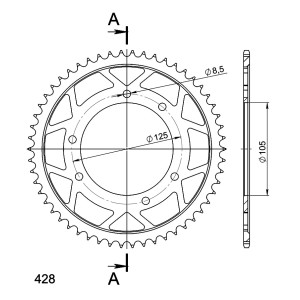 Corona Supersprox acero Derbi 428 x 54