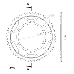 Corona Supersprox acero Yamaha 428 x 57
