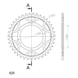 Corona Supersprox acero Ducati 525 x 39