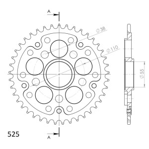 Corona Supersprox Stealth Roja Ducati 525 X 41