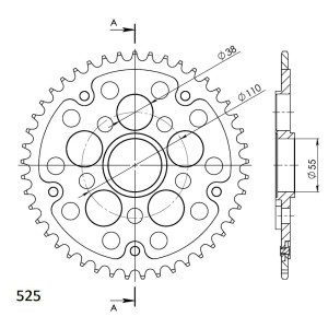 Corona Supersprox Stealth Negra Ducati 525 x 45
