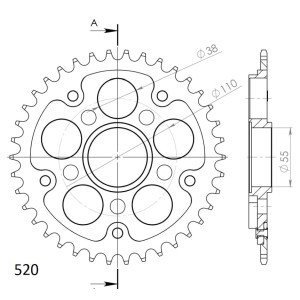 Corona Supersprox Stealth Roja Ducati 520 X 38