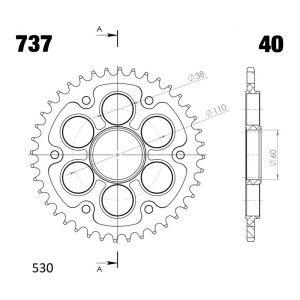 Corona Supersprox Stealth Negra Ducati 530 x 40