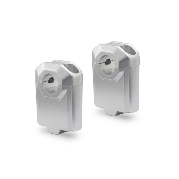 Elevador de manillar Ø 22 mm H-50 mm. Plateado.