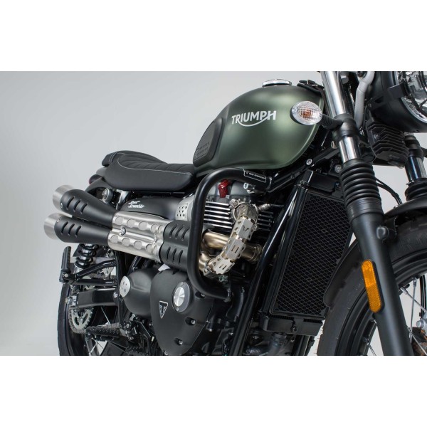 Protecciones laterales de motor Negro. Street Scrambler,Bonneville Bobber/Speedm.