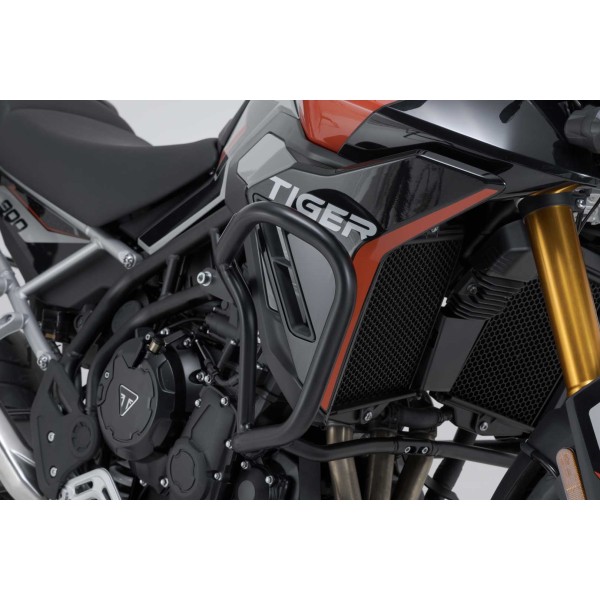 Protecciones laterales de motor Negro. Modelos Triumph Tiger 900, Tiger 850 Sp.