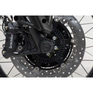 Kit de topes anticaídas para el eje delantero Negro. Moto Guzzi V85 TT (21-23).