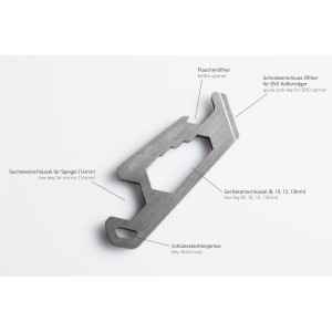 Llavero multiherramienta Acero inoxidable. Con logotipo.