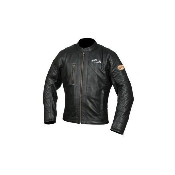 Chaqueta de moto cuero vintage Hector negra