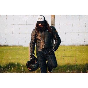 Chaqueta de moto cuero vintage Hector negra