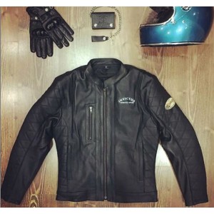 Chaqueta de moto cuero vintage Hector negra