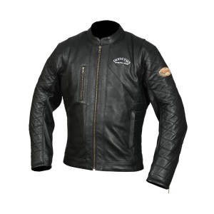Chaqueta de moto cuero vintage Hector negra