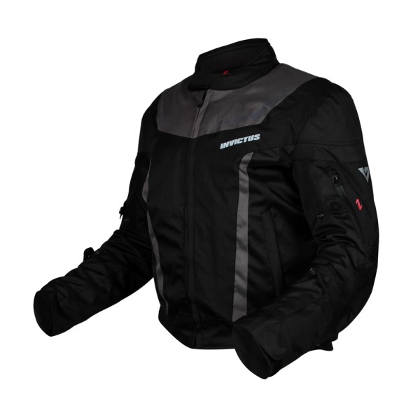 Chaqueta corta de moto hombre Invictus Atlas  Black Grey
