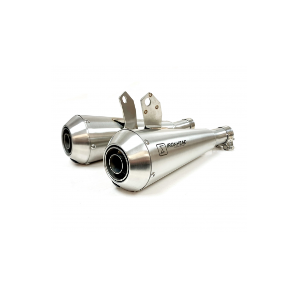 Ixil - OT464SS - para TRIUMPH BONNEVILLE NEWCHURCH - SE 15-16 - SLIP ON (RIGHT MUFFLER) - IRONHEAD CONICAL MATT INOX