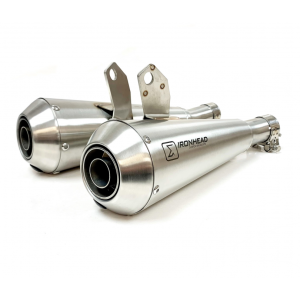 Ixil - OT472SS - para TRIUMPH SPEED TWIN 1200 / RS 24-25 (DD50) - SLIP ON (RIGHT MUFFLER) - IRONHEAD CONICAL MATT INOX