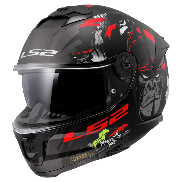 CASCO LS2 FF808 STREAM II ANGRY MONKEY MATT BLACK RED