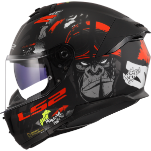 CASCO LS2 FF808 STREAM II ANGRY MONKEY MATT BLACK RED