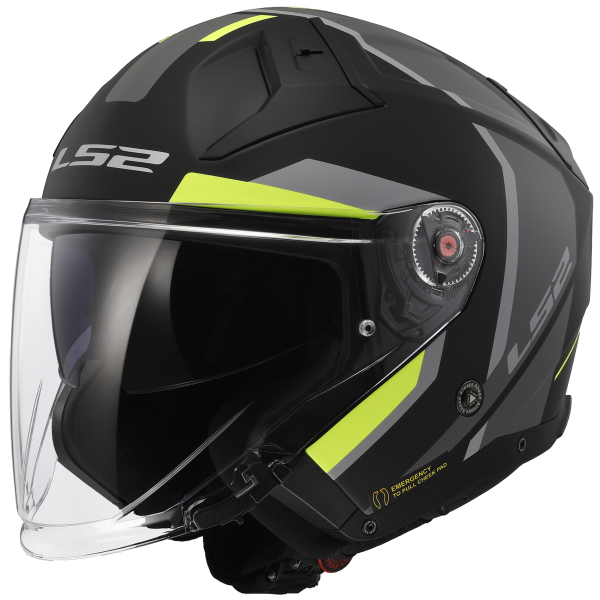 CASCO LS2 OF603 INFINITY II FOCUS MATT BLACK HI VIS YELLOW