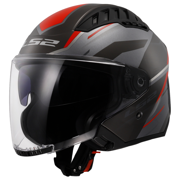 CASCO LS2 OF600 COPTER II DISTON GREY RED