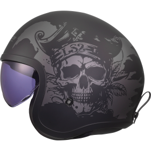CASCO LS2 OF599 SPITFIRE II WILLY BLACK GREY