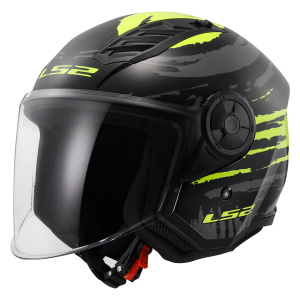 CASCO LS2 OF616 AIRFLOW II BRUSH BLACK HI VIS YELLOW
