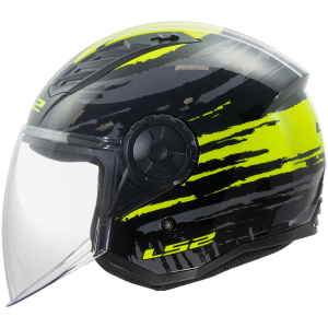 CASCO LS2 OF616 AIRFLOW II BRUSH BLACK HI VIS YELLOW