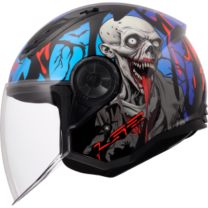 CASCO LS2 OF616 AIRFLOW II ZOMBIE II BLACK RED BLUE