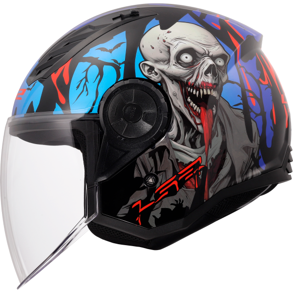 CASCO LS2 OF616 AIRFLOW II ZOMBIE II BLACK RED BLUE