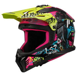 CASCO LS2 MX708 FAST II GORILLA PURPLE HI VIS YELLOW