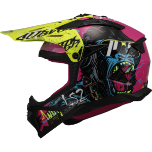 CASCO LS2 MX708 FAST II GORILLA PURPLE HI VIS YELLOW