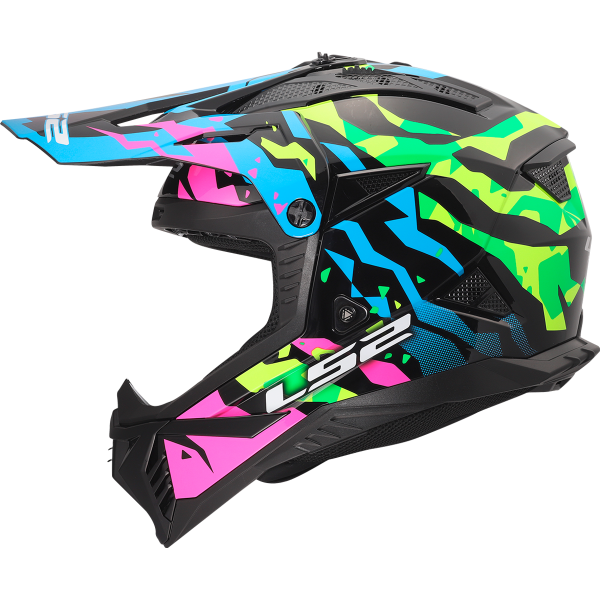CASCO LS2 MX708 FAST II GROTESK BLUE PINK GREEN