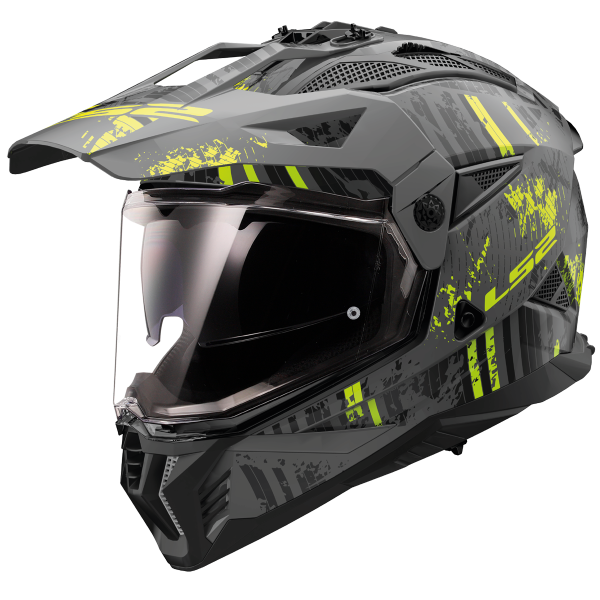 CASCO LS2 MX702 PIONEER II CRAZY MATT BLACK HI VIS YELLOW