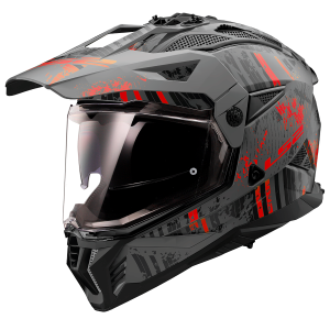 CASCO LS2 MX702 PIONEER II CRAZY BLACK RED MATT BLACK RED