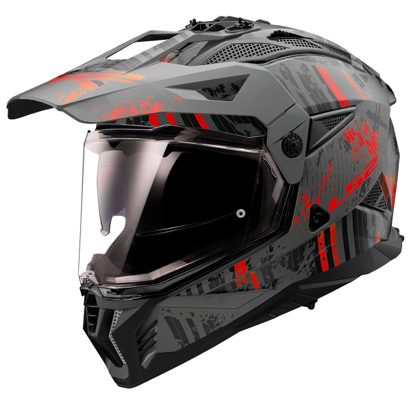 CASCO LS2 MX702 PIONEER II CRAZY BLACK RED MATT BLACK RED