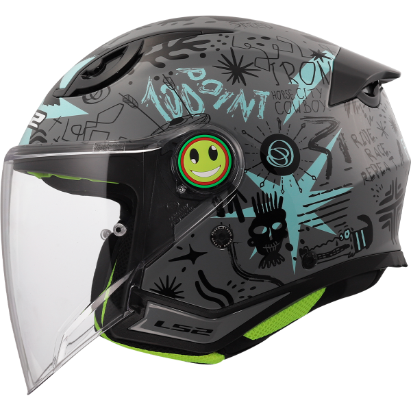 CASCO LS2 OF622 FUNNY II SCRIBBLE GREY BLUE