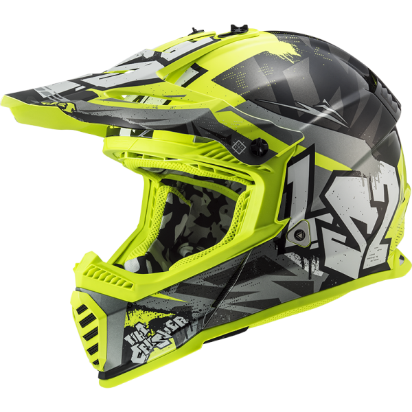 CASCO LS2 MX437 FAST II MINI CRUSHER BLACK YELLOW
