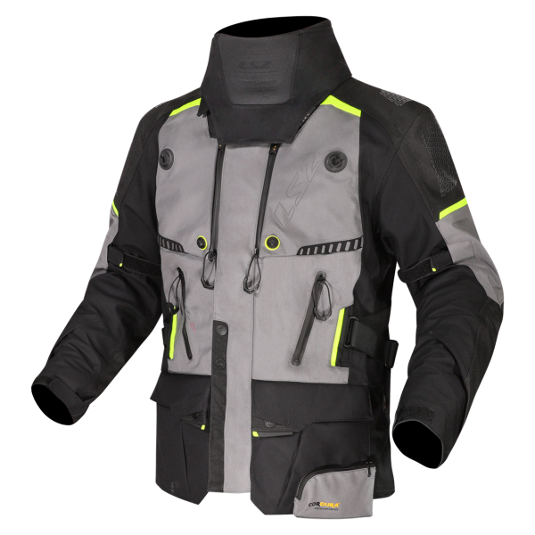 CHAQUETA LS2 APOLLO BLACK DARK GREY HI VIS YELLOW