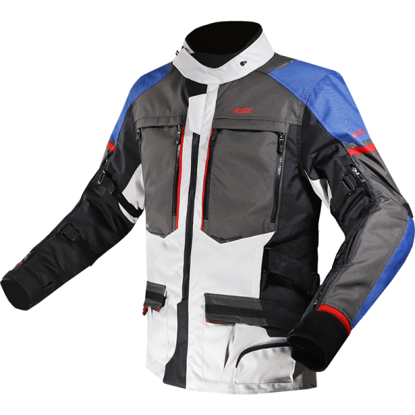 CHAQUETA LS2 NORWAY BLUE BLACK GREY RED