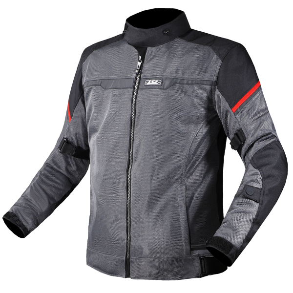 CHAQUETA LS2 RIVA BLACK DARK GREY RED