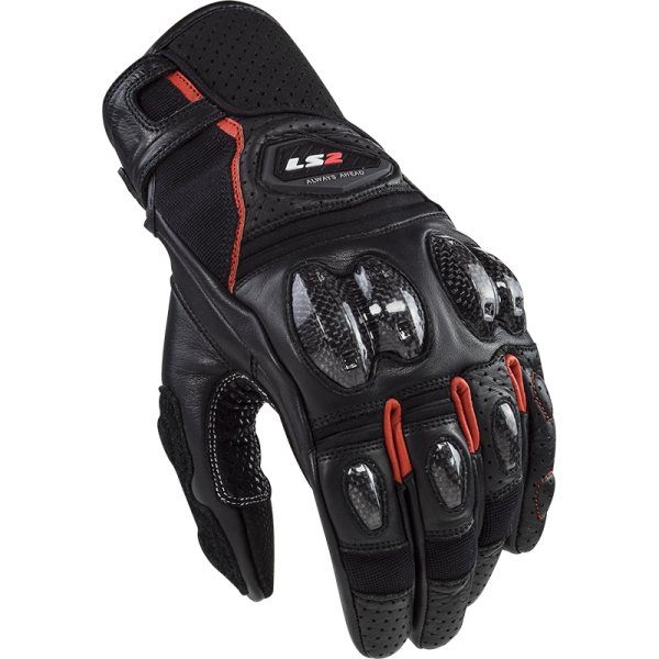 GUANTES LS2 SPARK II LEATHER BLACK RED
