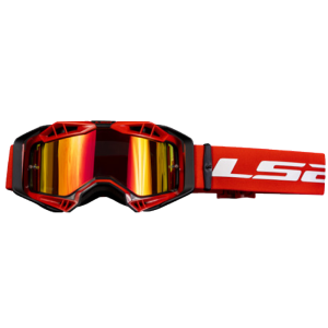 LS2 AURA GOGGLE WITH IRIDIUM VISOR BLACK RED